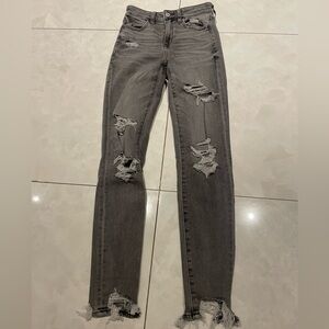 American Eagle Dark Grey Ripped Jeans